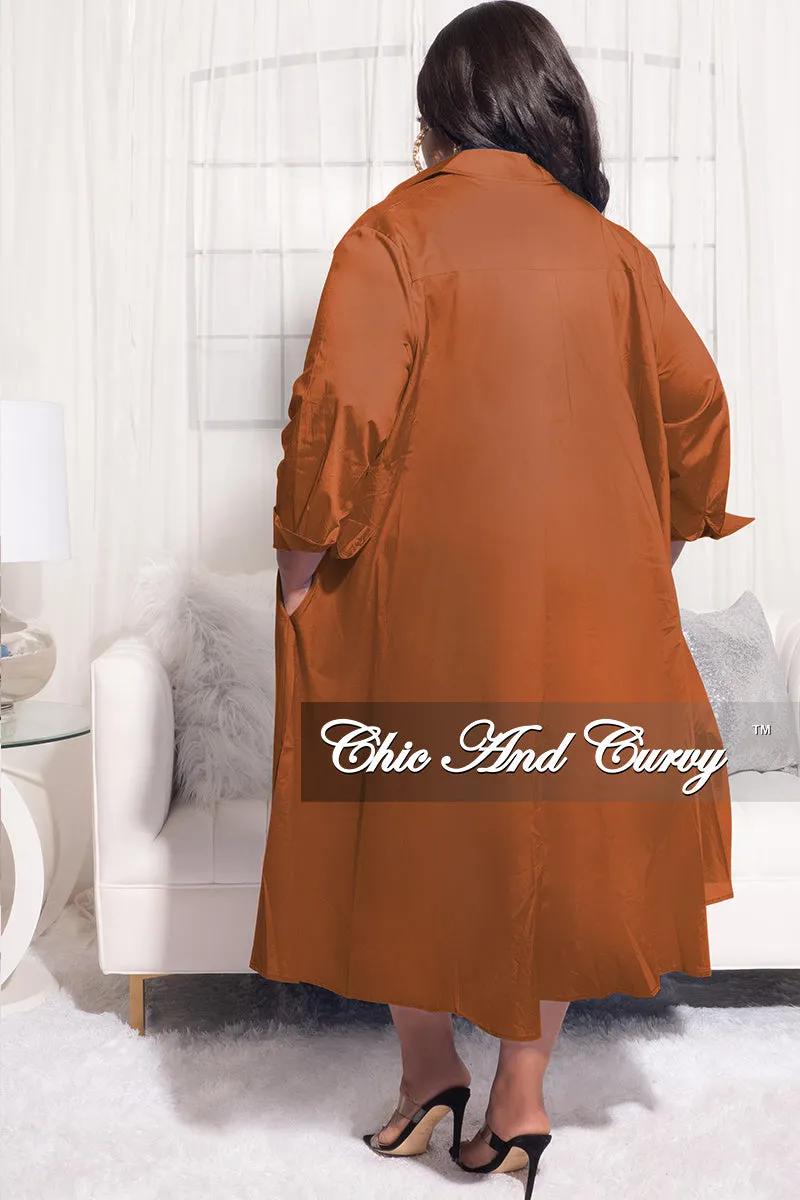 Final Sale Plus Size Hi-Low Shirt Dress in Brown