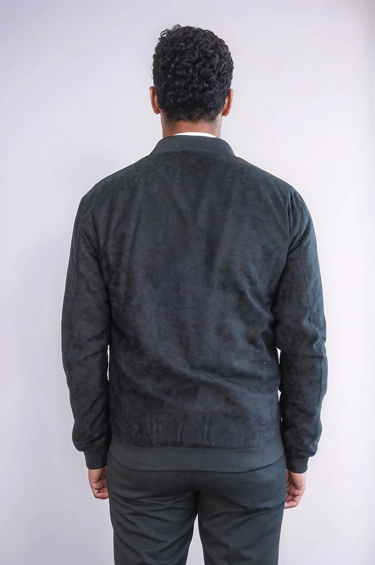 Flap Pockets Suede Black Men Bomber Coat - Wessi