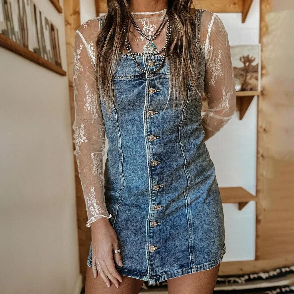 Girlary-shop dress to impress outfits 2024 Early Autumn Sling Distressed Casual Western Style Slim Fit Denim Dress