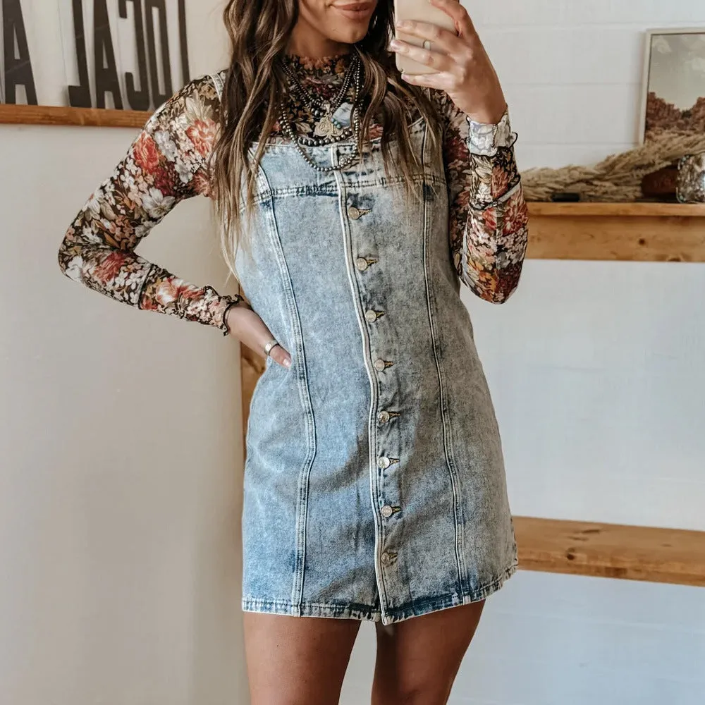 Girlary-shop dress to impress outfits 2024 Early Autumn Sling Distressed Casual Western Style Slim Fit Denim Dress