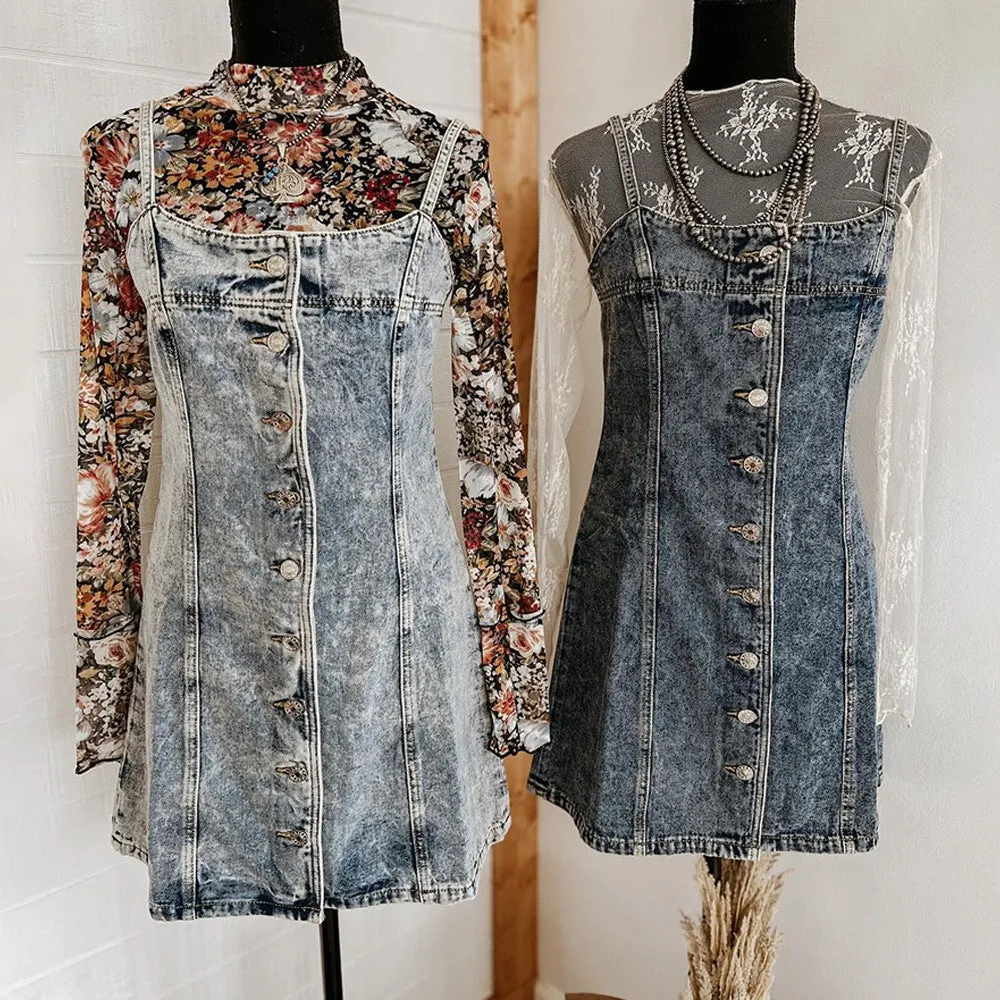 Girlary-shop dress to impress outfits 2024 Early Autumn Sling Distressed Casual Western Style Slim Fit Denim Dress