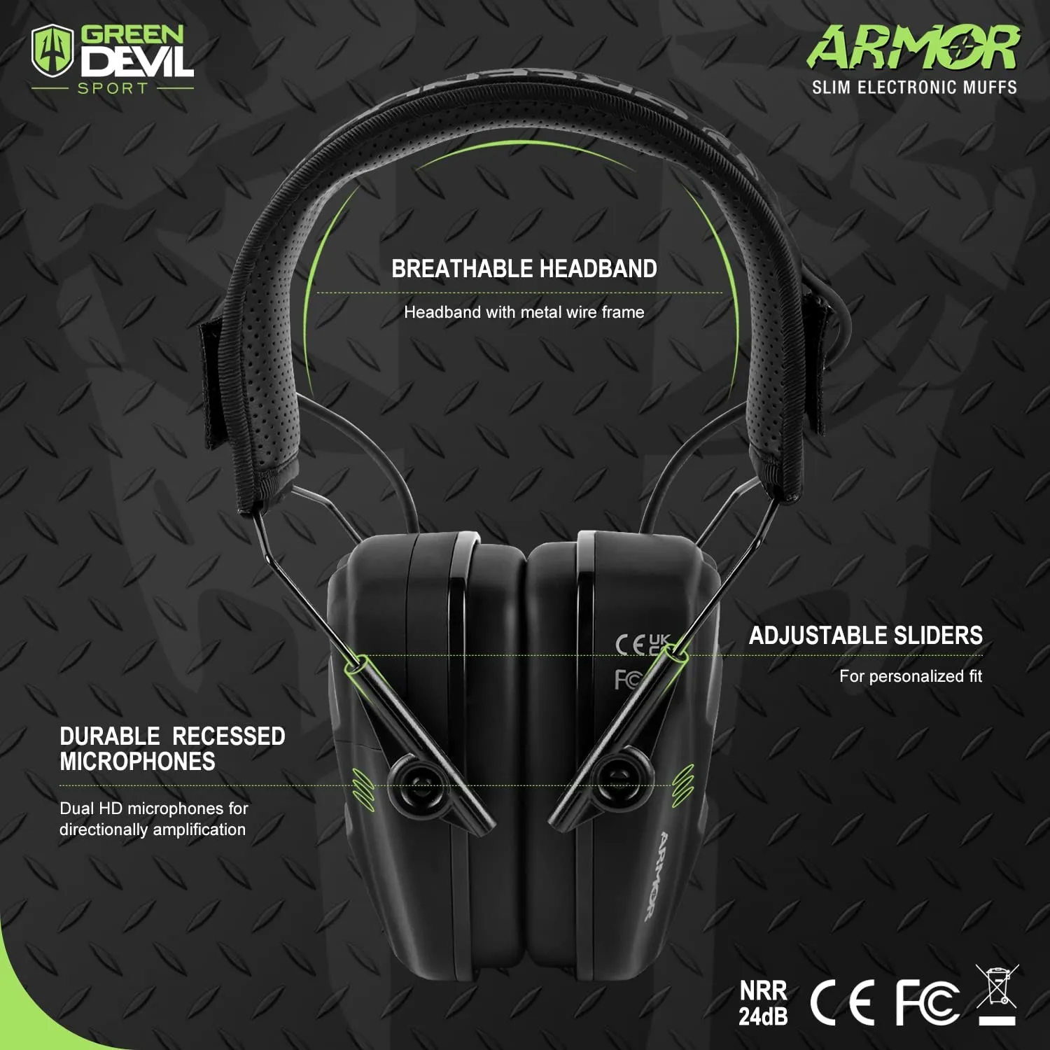 GREEN DEVIL Shooting Ear Protection Electronic Noise Reduction Hearing Protection Earmuffs Headphones For Gun Range Hunting Black