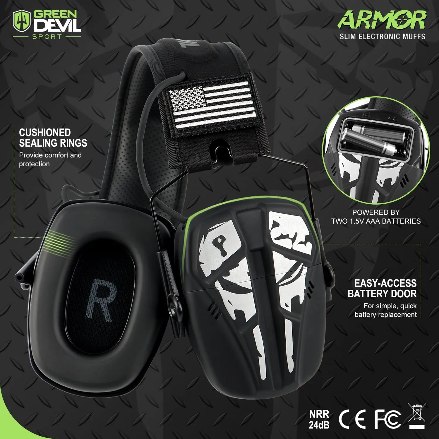 GREEN DEVIL Shooting Ear Protection Electronic Noise Reduction Hearing Protection Earmuffs Headphones For Gun Range Hunting Black