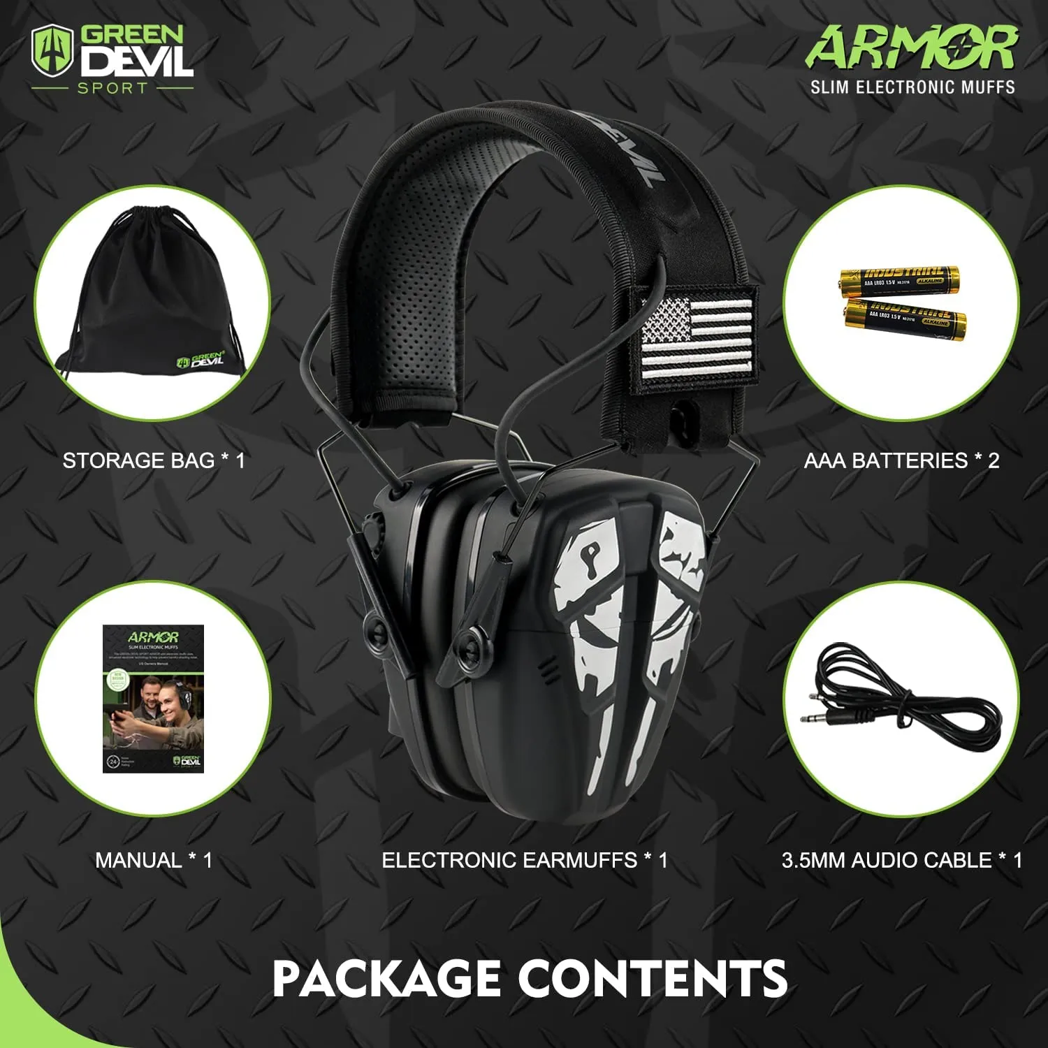 GREEN DEVIL Shooting Ear Protection Electronic Noise Reduction Hearing Protection Earmuffs Headphones For Gun Range Hunting Black