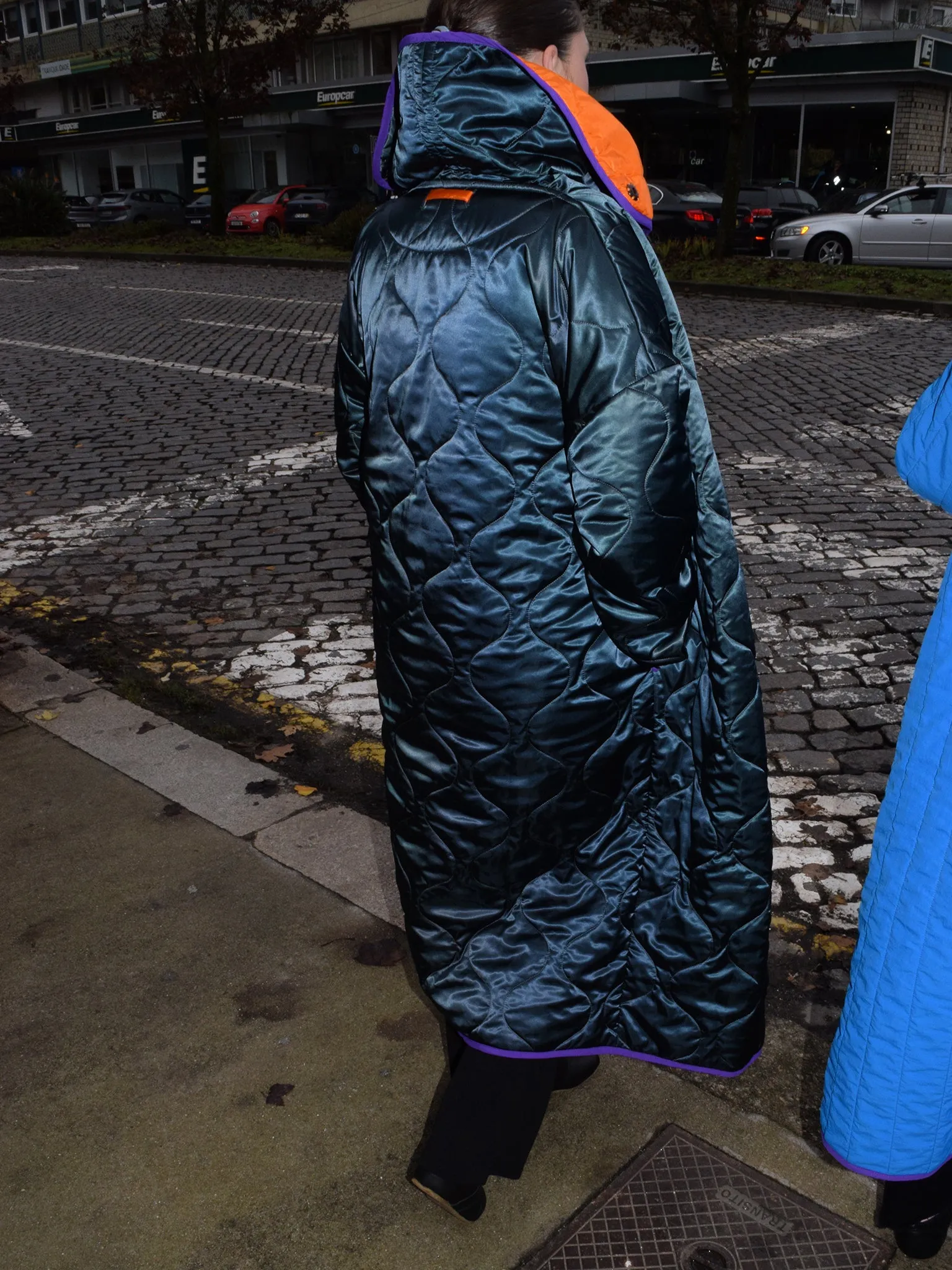 Greta coat, Petrol & Orange