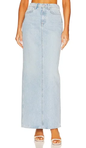 GRLFRND Amara Pencil Skirt With Back Slit in Blue