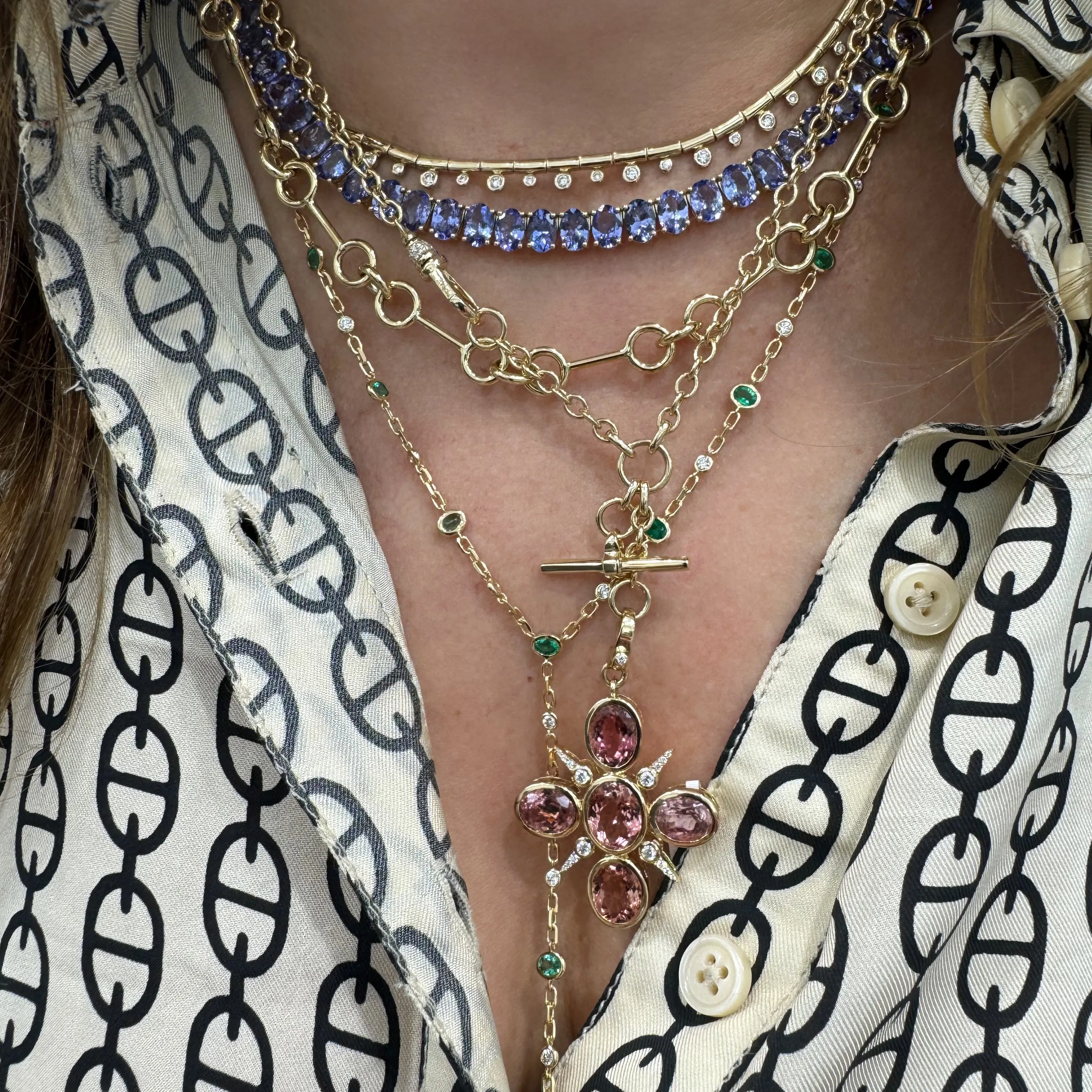 Hooked On You Emerald & Diamond Ball Chain Necklace
