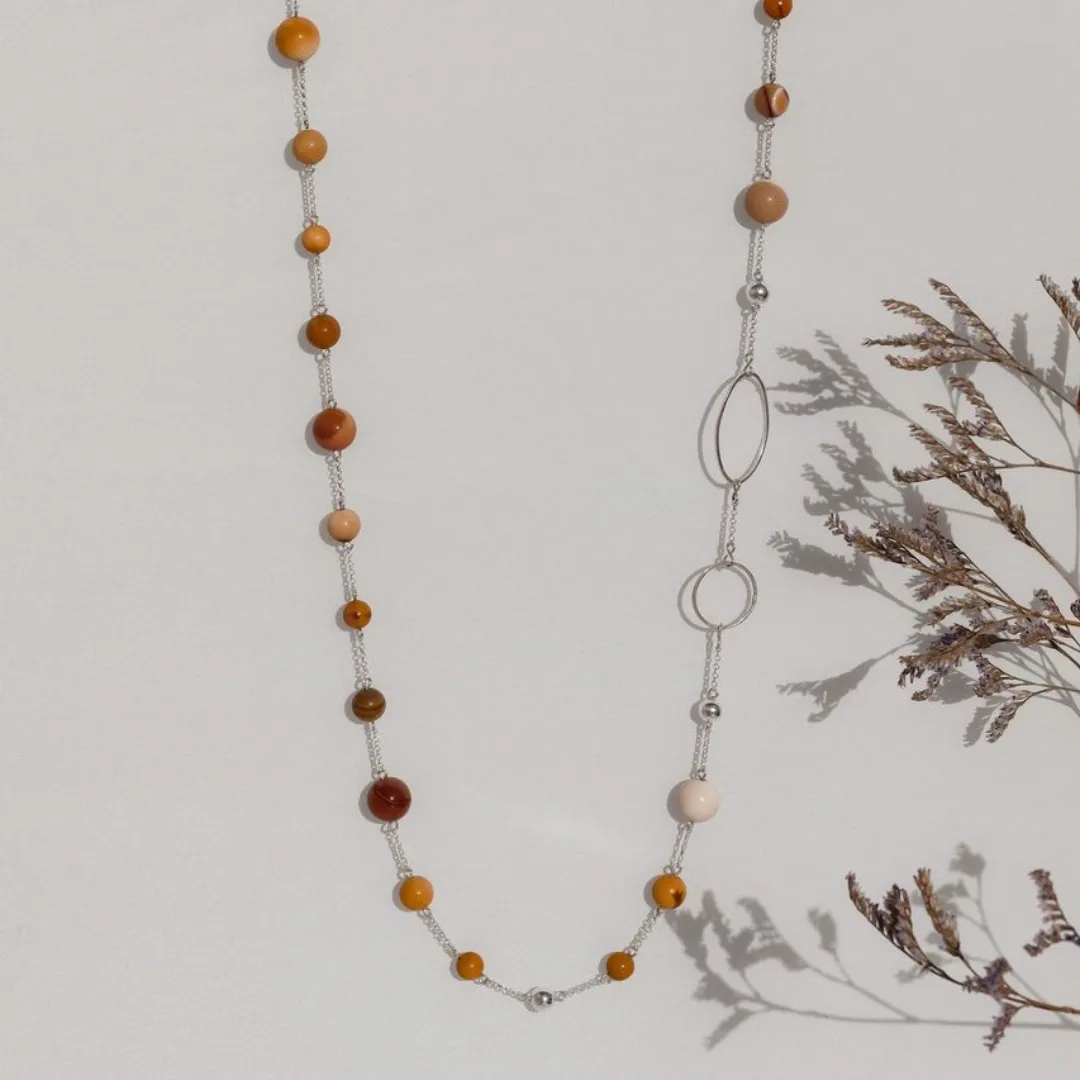 La Pierre Mustard Mookaite Long Necklace