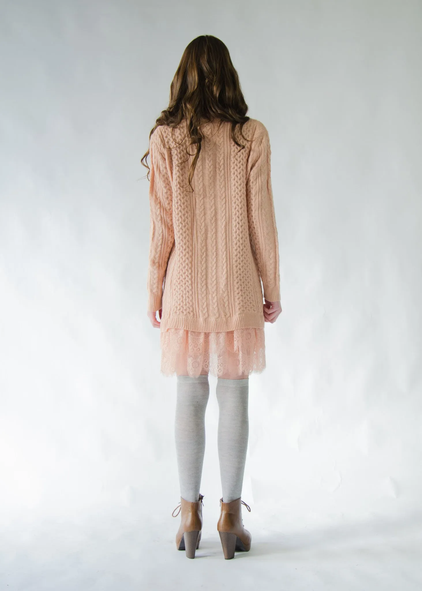 Lace Hem Knit Sweater Dress