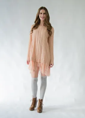 Lace Hem Knit Sweater Dress