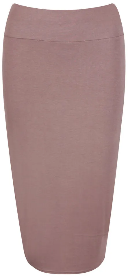 Ladies Stretchy Wiggle Pencil Plain Midi Skirt