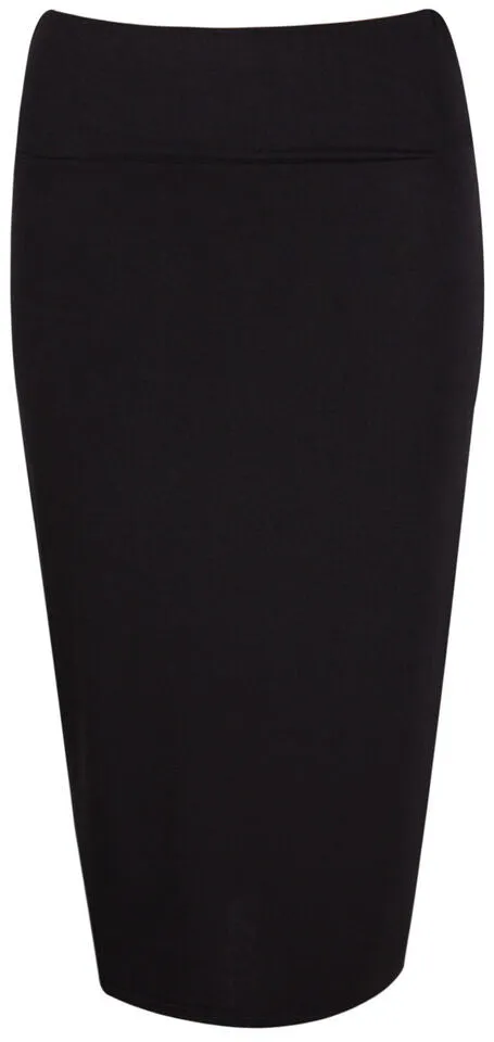 Ladies Stretchy Wiggle Pencil Plain Midi Skirt