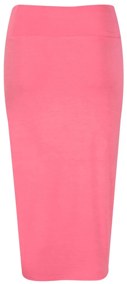 Ladies Stretchy Wiggle Pencil Plain Midi Skirt