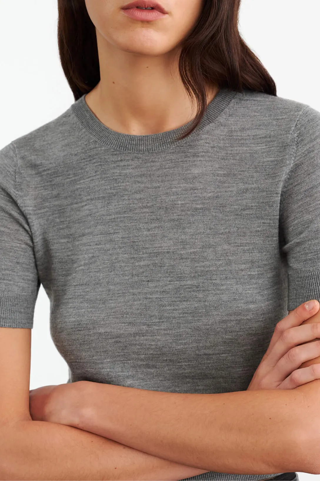 Leilani Knit Tee | Medium Grey Melange