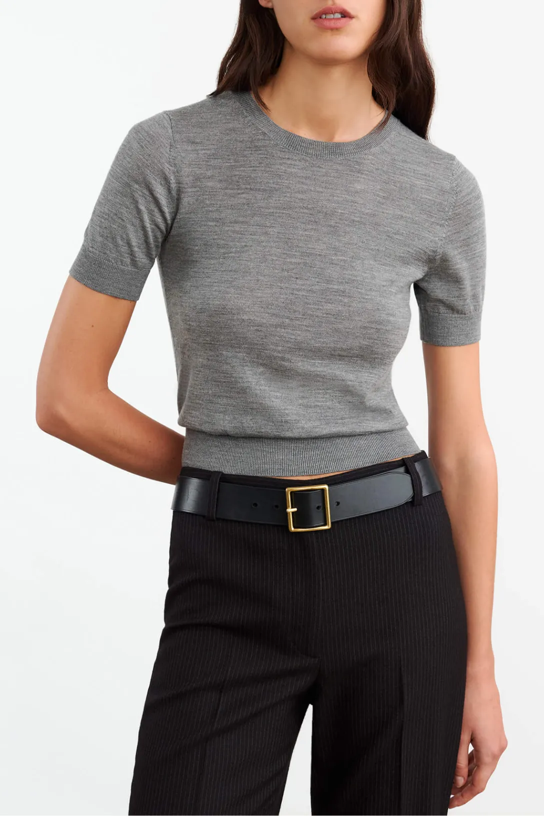 Leilani Knit Tee | Medium Grey Melange