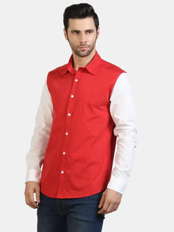 Life Roads full sleeve casual red cotton shirt for Men and boy