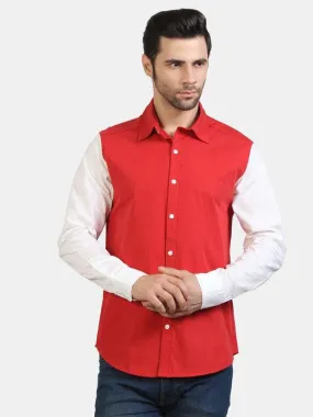 Life Roads full sleeve casual red cotton shirt for Men and boy