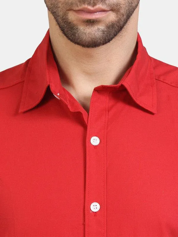 Life Roads full sleeve casual red cotton shirt for Men and boy