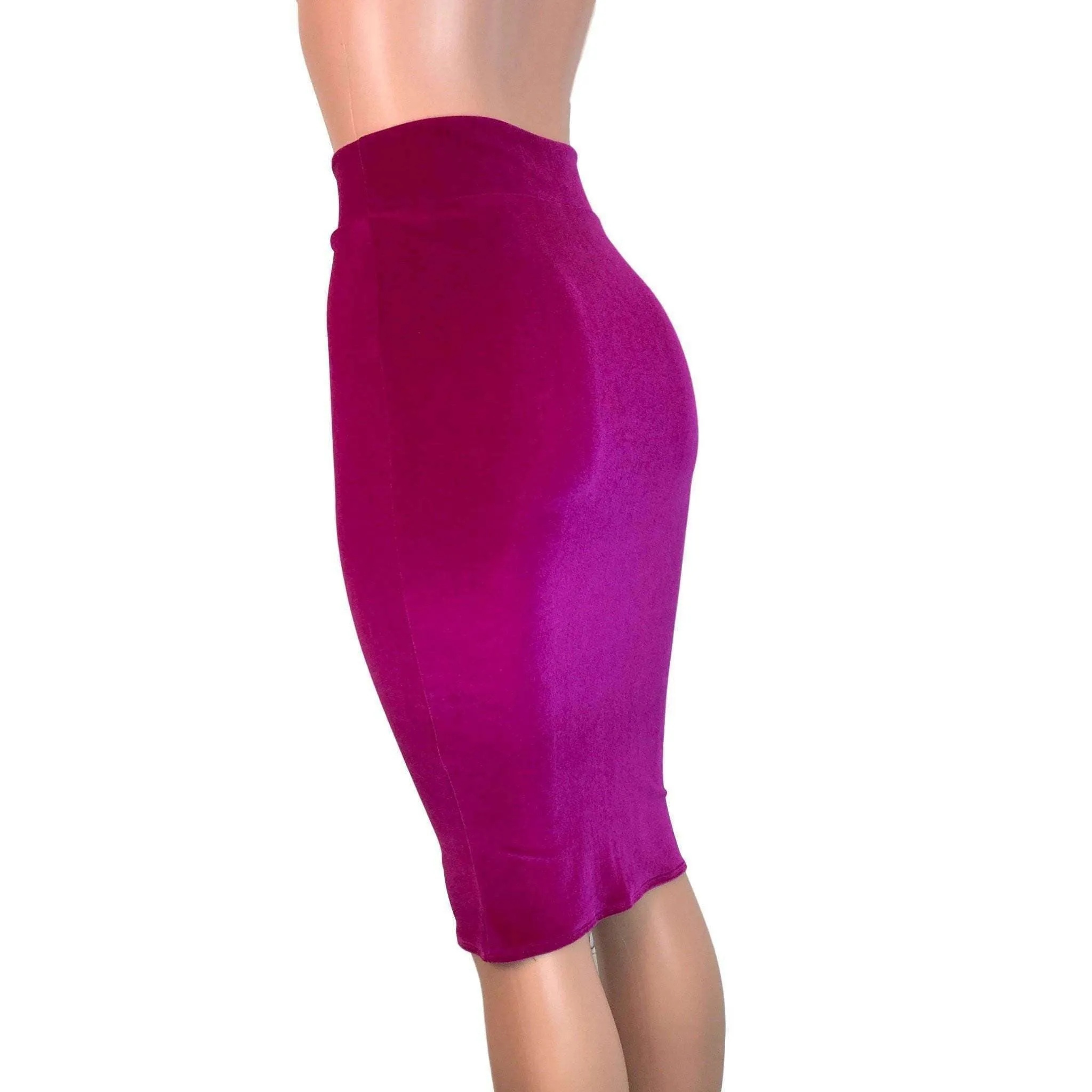 Long Pencil Skirt - Fuchsia Velvet