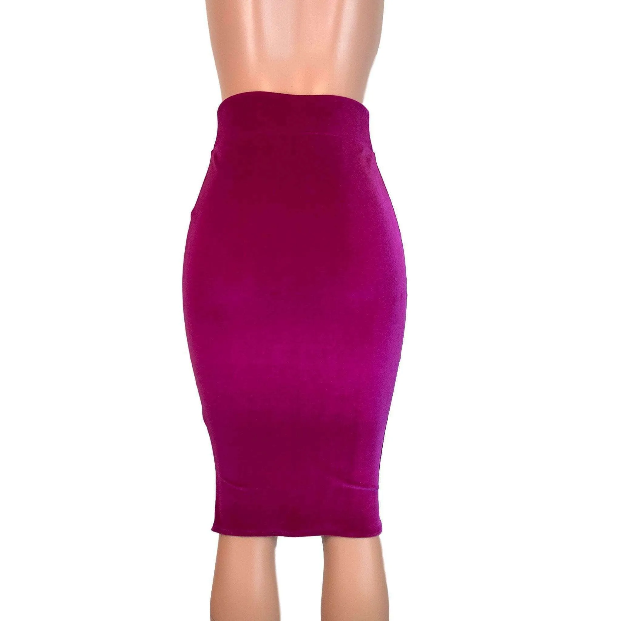 Long Pencil Skirt - Fuchsia Velvet