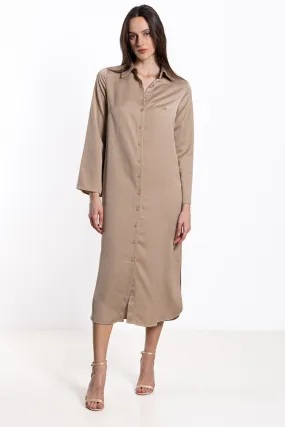 LONG SATIN SHIRT DRESS