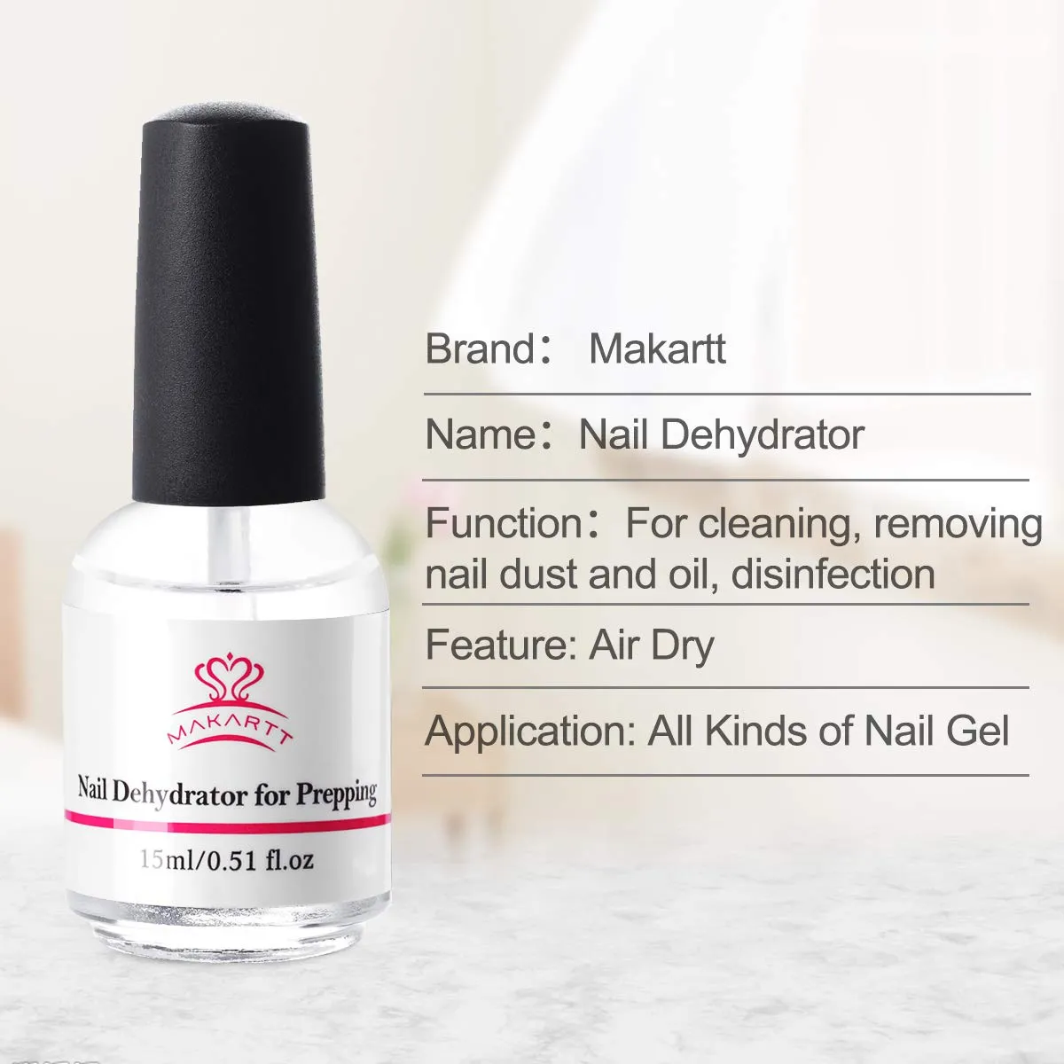 Makartt Nail Primer Natural Nail Dehydrator and Primer for Acrylic Nails Gel Polish Superior Protein Bond for Nails Gel Primer and Dehydrator Acrylic Powder Nail Prep Air Dry Dehydrator and Primer