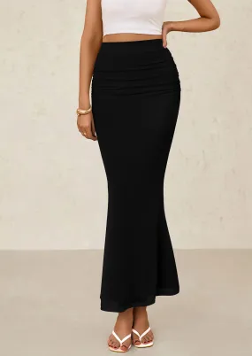 Mermaid Bodycon Trendy Casual High Waisted Ruffle Ruched Long Mesh Skirts