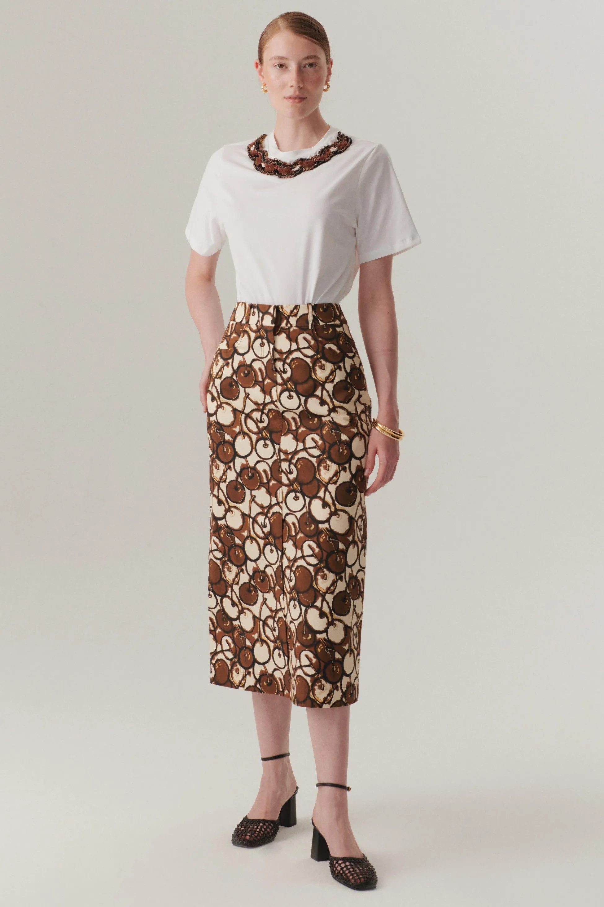 Multicolor Romantic Flared Midi Skirt