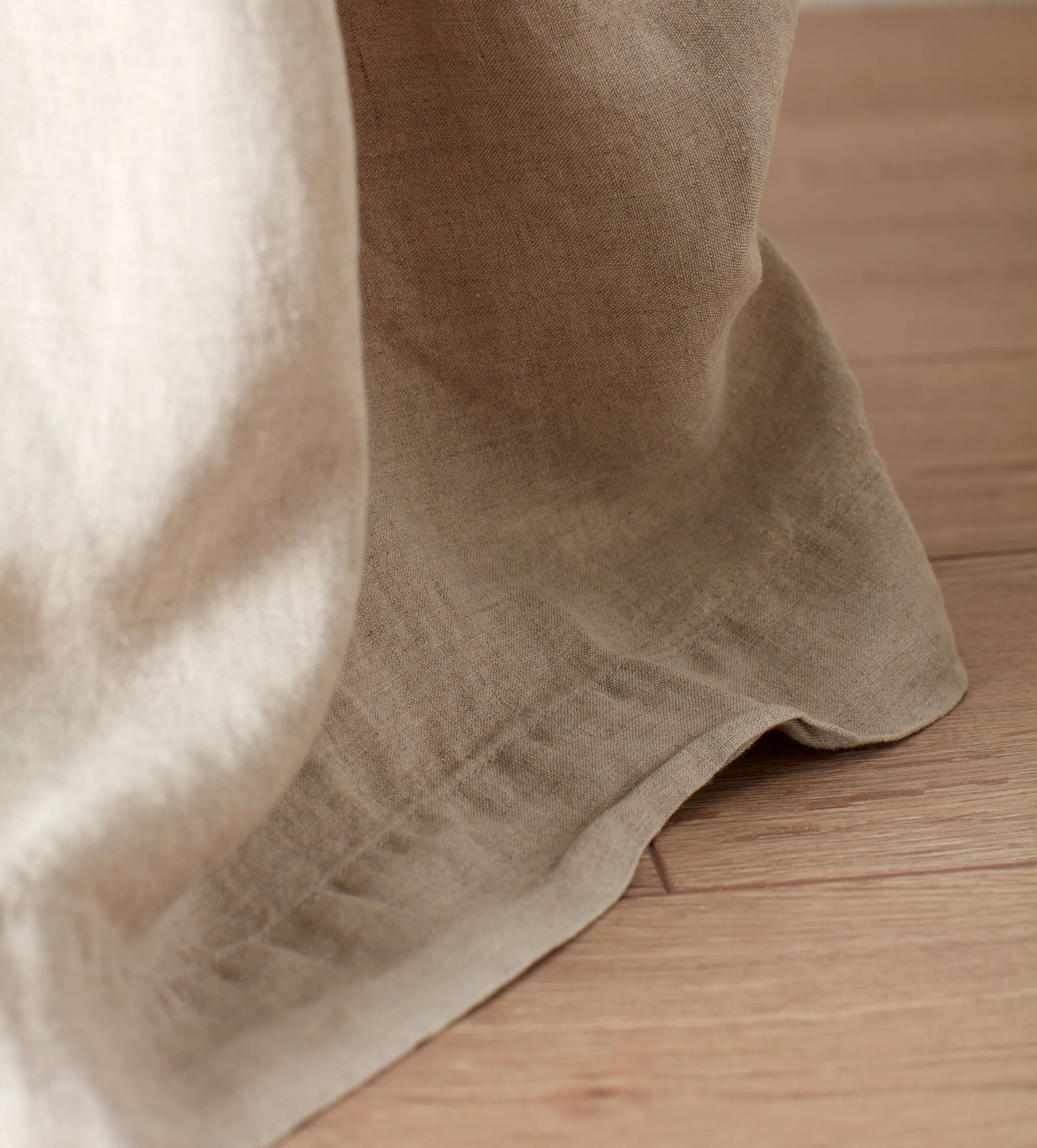 Natural Linen Lined Pencil Pleat Curtains (Pair)