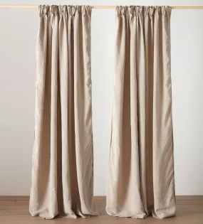 Natural Linen Lined Pencil Pleat Curtains (Pair)