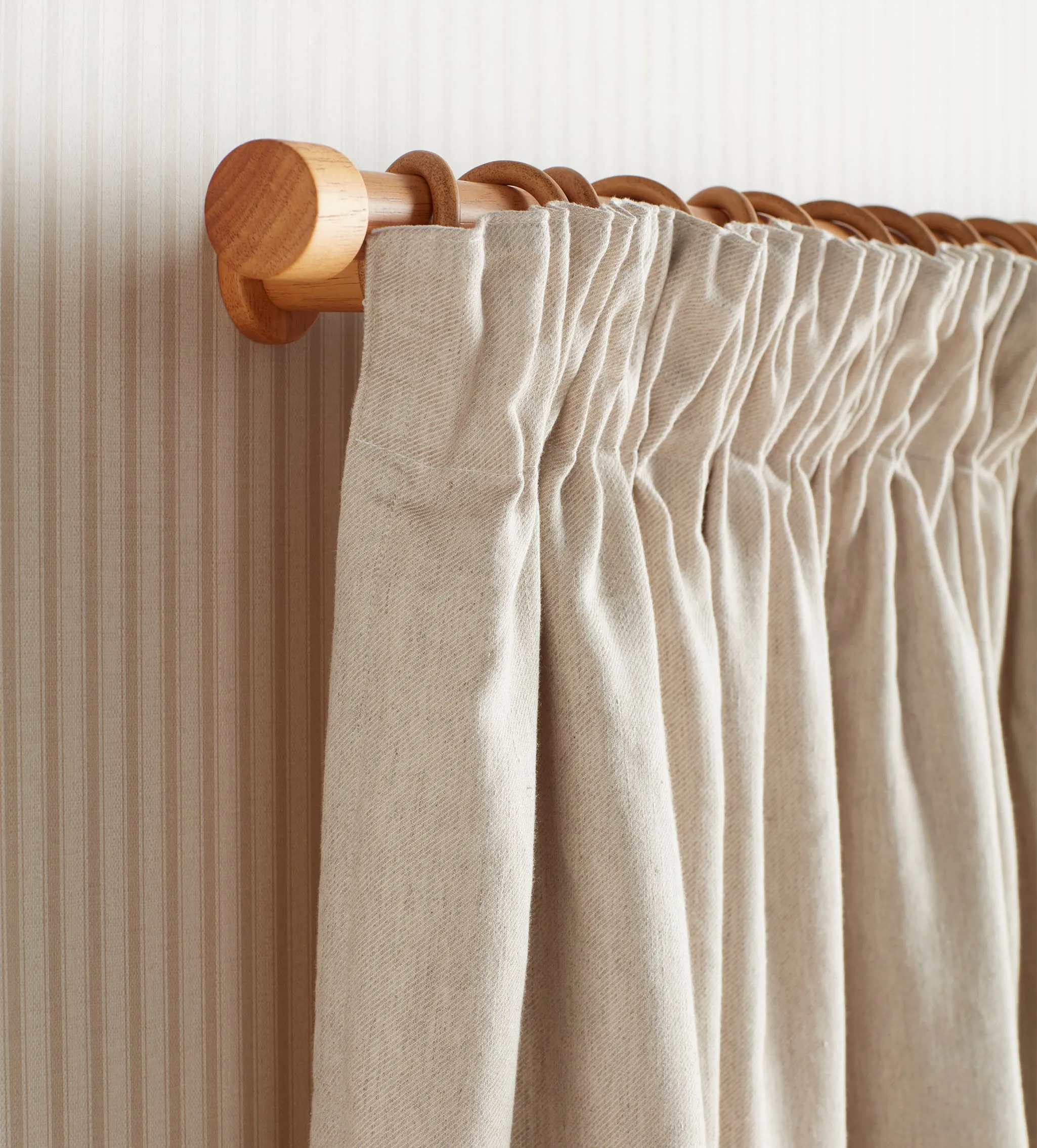 Natural Linen Lined Pencil Pleat Curtains (Pair)