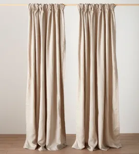 Natural Twill Cotton Linen Lined Pencil Pleat Curtains (Pair)