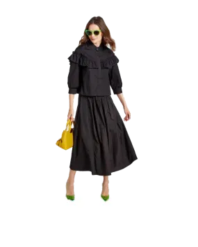 NOI-14640 BLACK COTTON LAYER BLOUSE