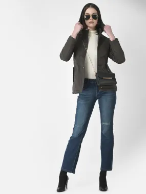 Olive Buttoned Overcoat