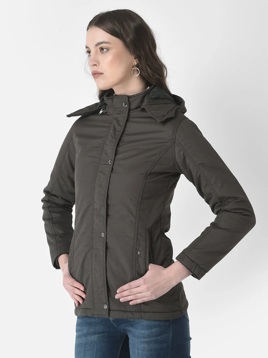 Olive Buttoned Overcoat
