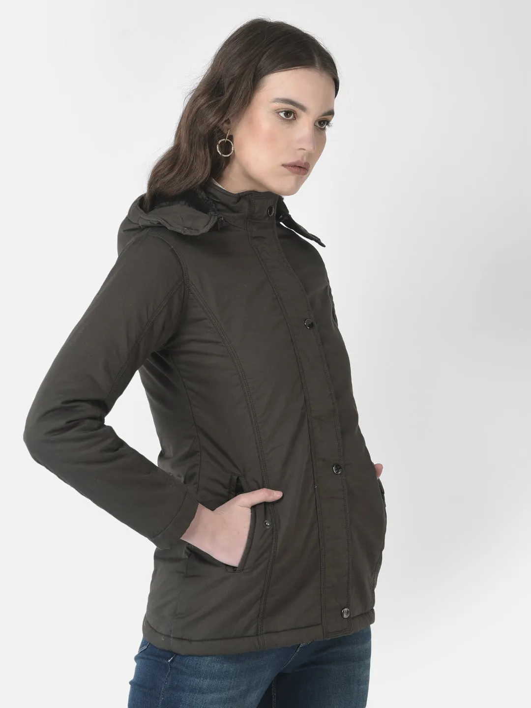 Olive Buttoned Overcoat