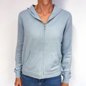 Pale Duck Egg Blue Cashmere Zip Up Hoodie Medium