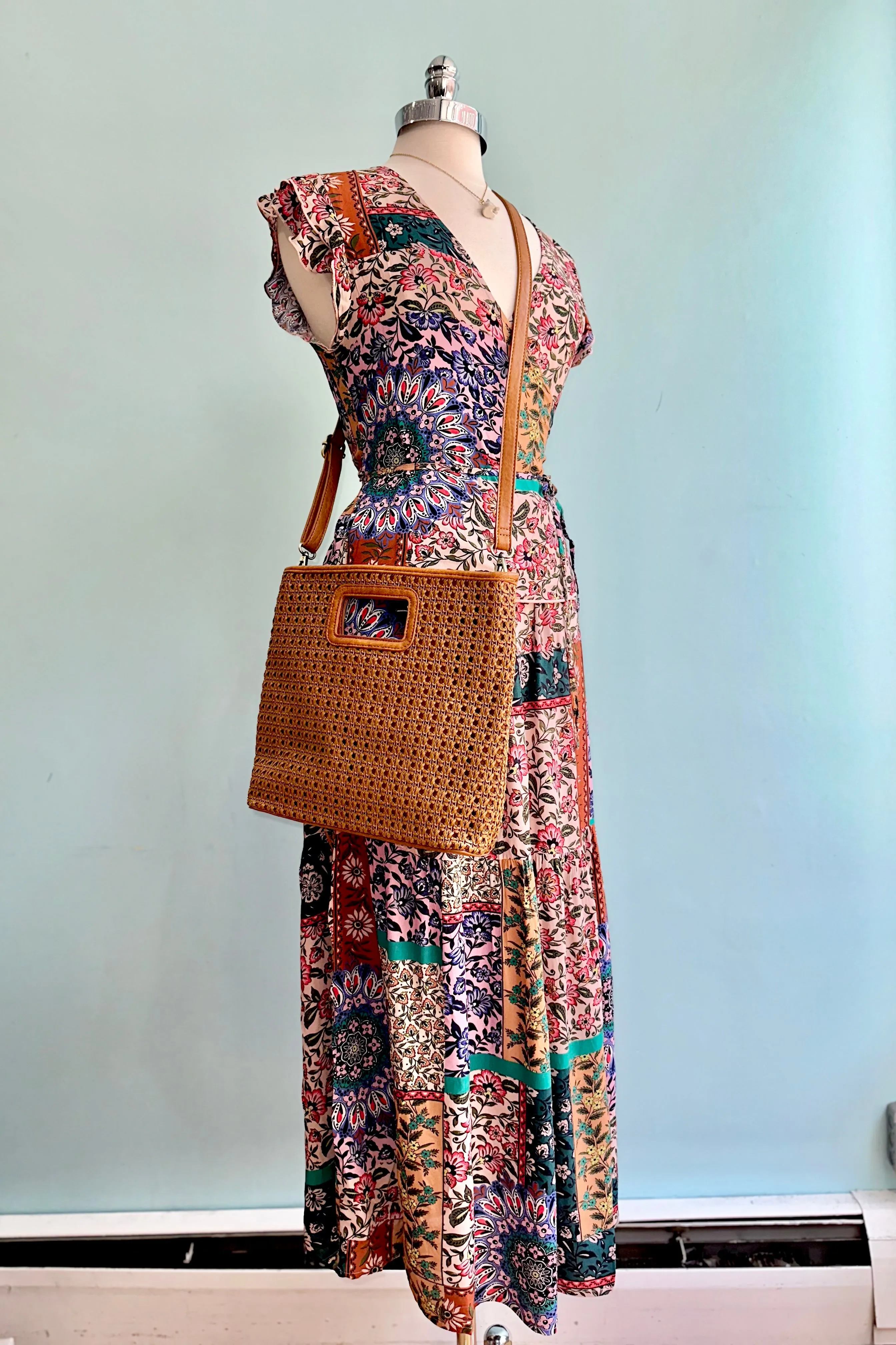 Patchwork Floral Elastic Waist Midi Skirt by Molly Bracken