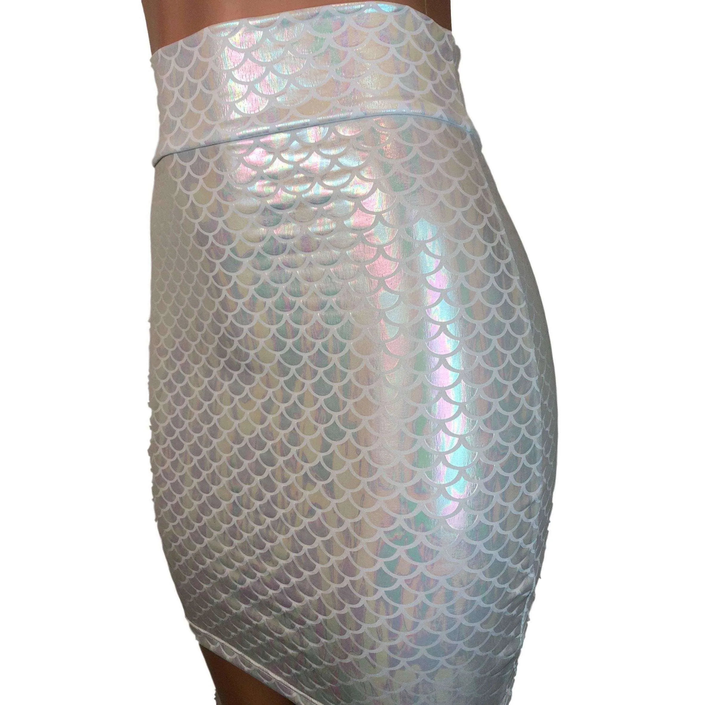 Pencil Skirt - Iridescent White Mermaid Scale