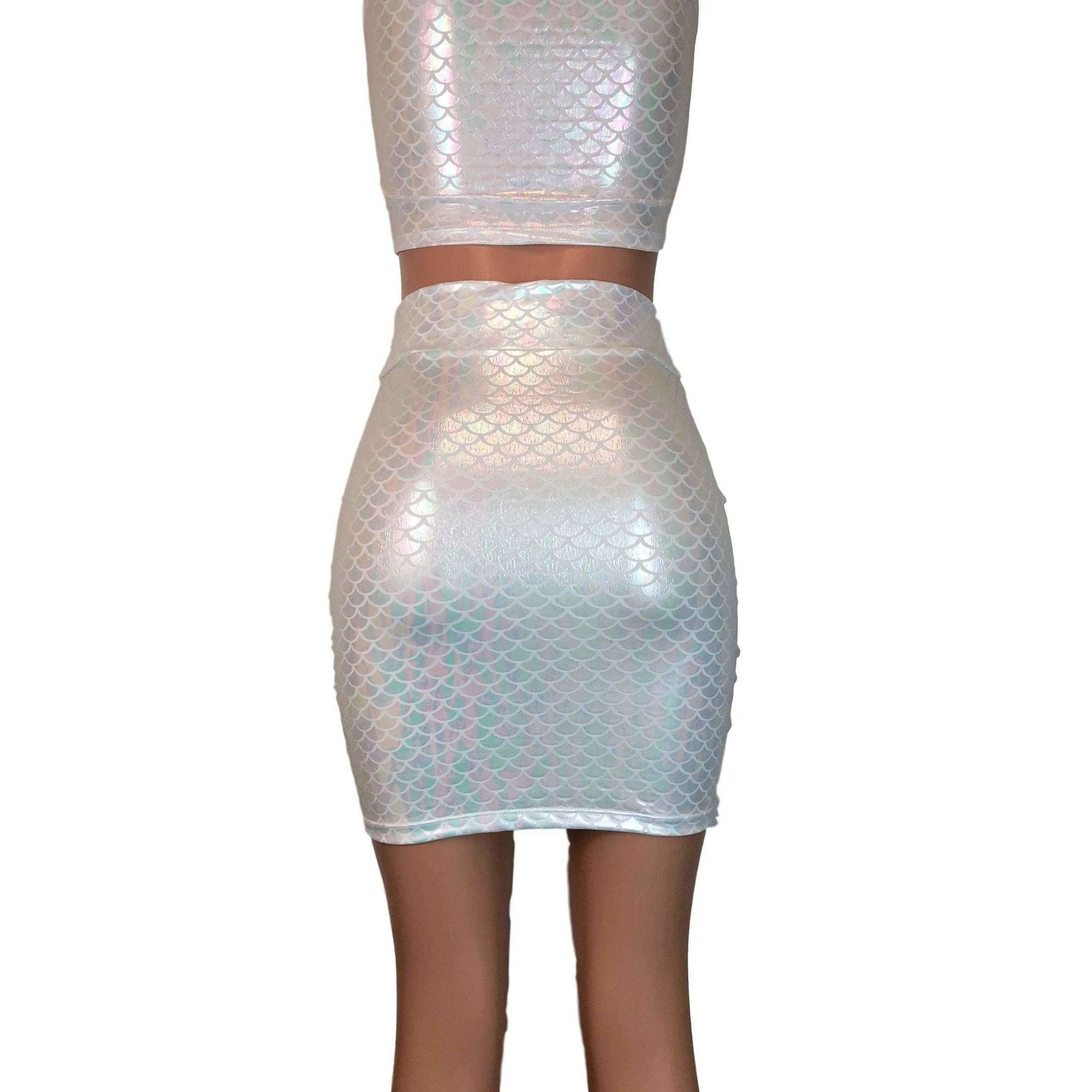 Pencil Skirt - Iridescent White Mermaid Scale