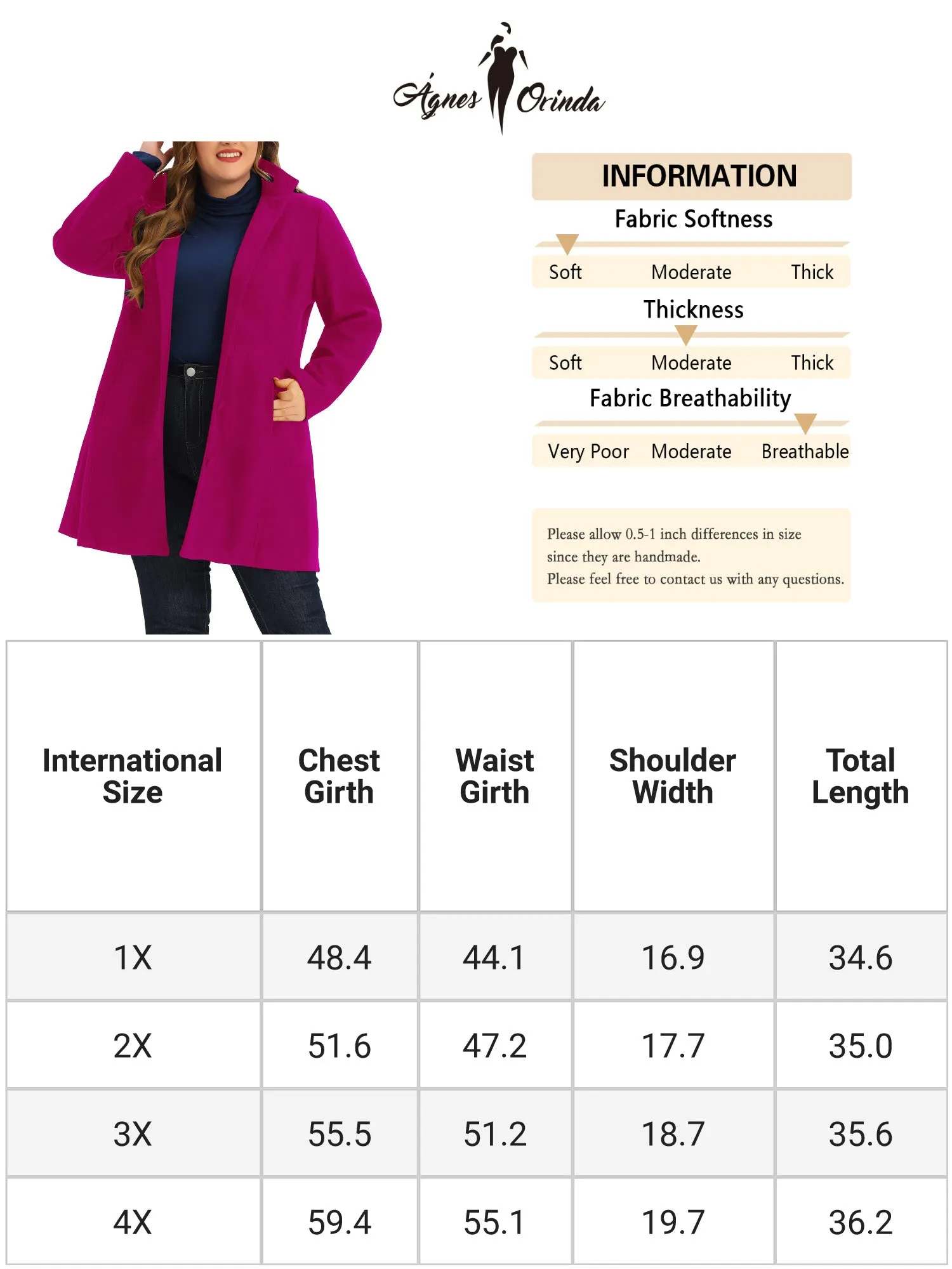 Plus Size Single Breasted Winter Pea Trench Coat Detachable Hooded Overcoat