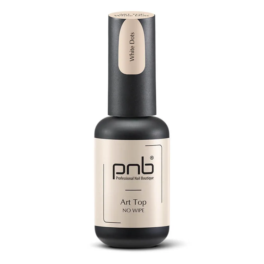 PNB Art top white dots no wipe gel nail polish