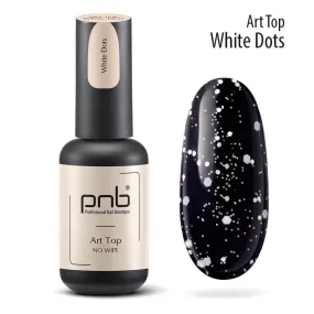 PNB Art top white dots no wipe gel nail polish