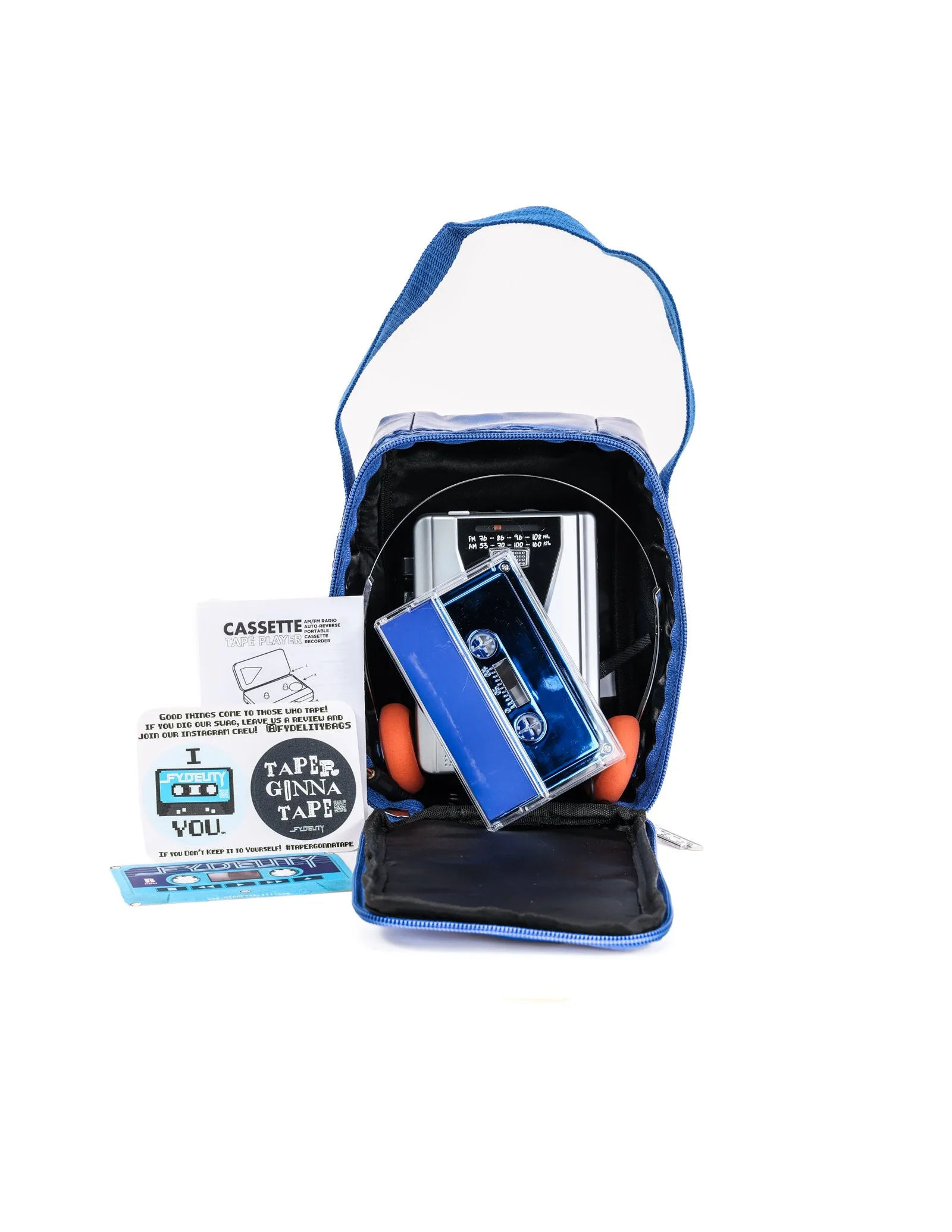 Portable Cassette Player/Recorder | AM/FM  & Speaker | Blue Case