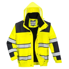 Portwest C466 Hi-Vis 3-in-1 Contrast Winter Bomber Jacket Yellow/Black