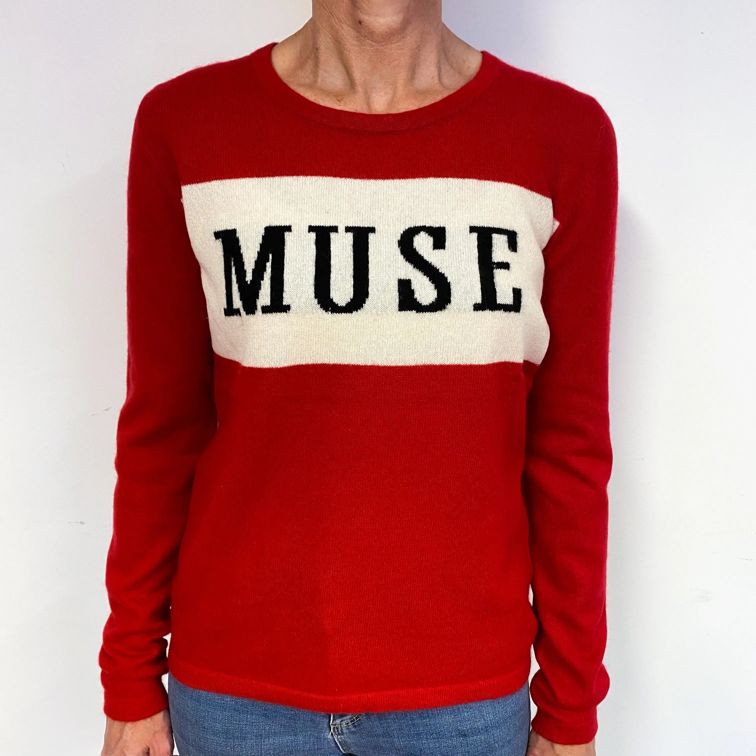 Red Muse Slogan Cashmere Crew Neck Jumper Medium