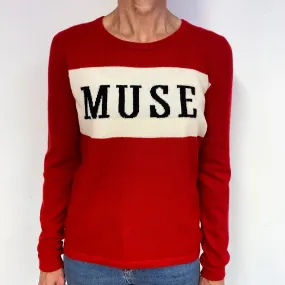 Red Muse Slogan Cashmere Crew Neck Jumper Medium