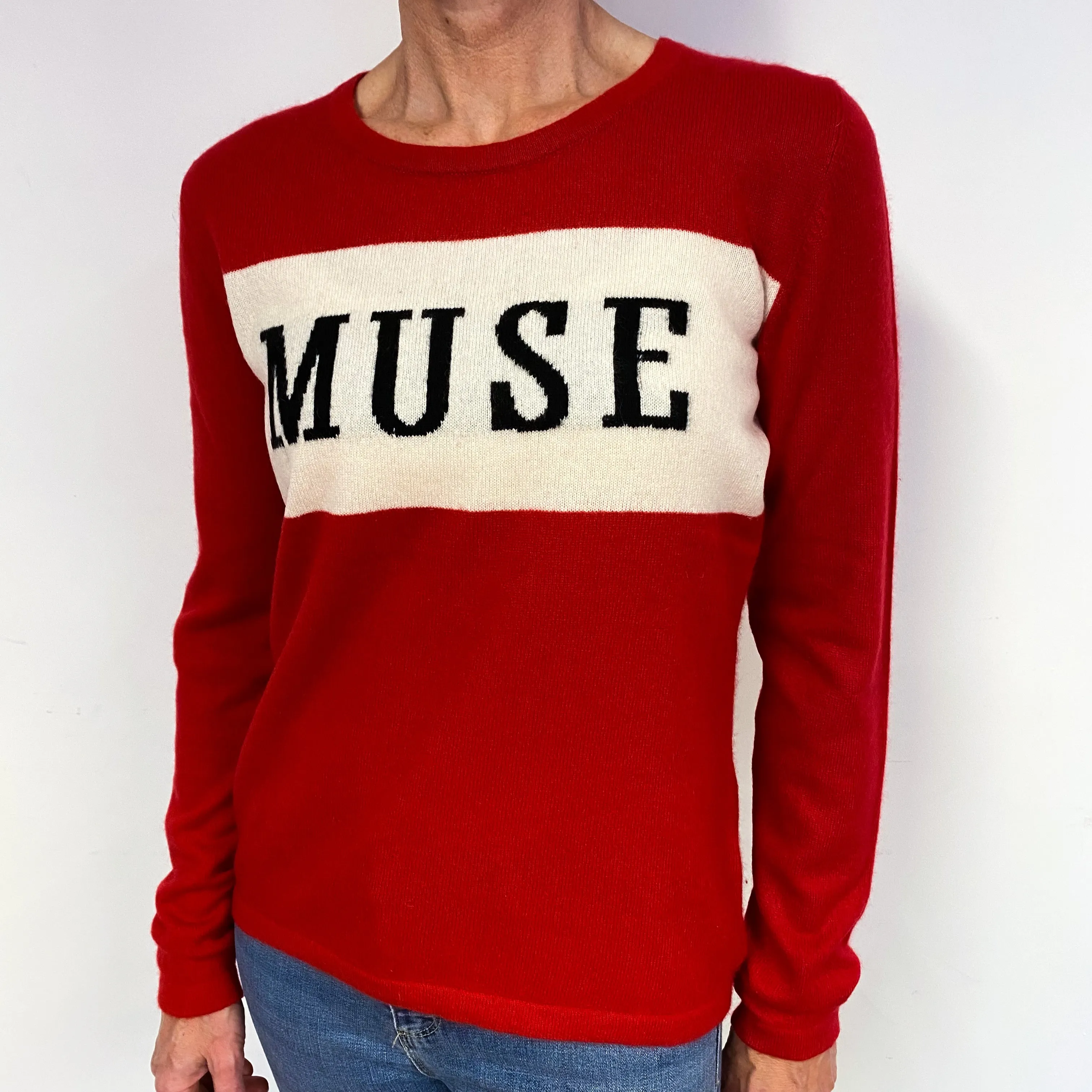 Red Muse Slogan Cashmere Crew Neck Jumper Medium