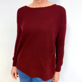 Red Wine Cashmere Crew Neck Jumper Medium