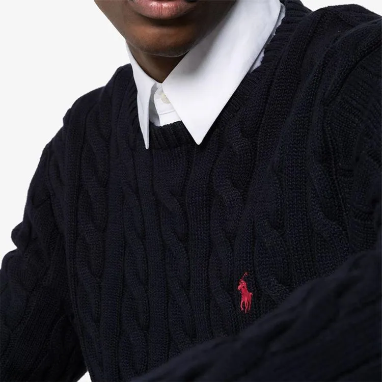 RL Cable Knit Cotton Sweater Black